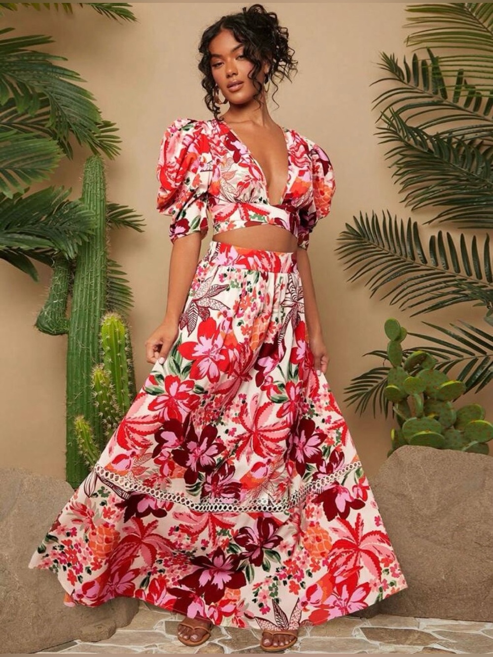 NWT Tropical Floral Top and Skirt Set